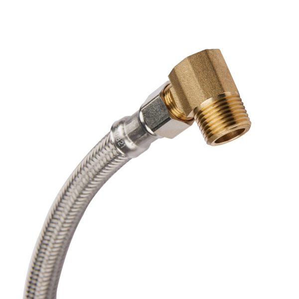 Dishwasher Hose, with Brass Elbow, Premium Stainless Steel - Image 2