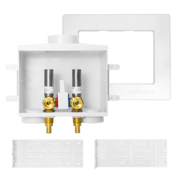 PEX Crimp (F1807) Inlet, Washing Machine Outlet Box, with Single Control Valve - Image 2