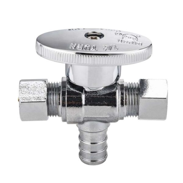1/4-Turn PEX Crimp Dual Outlet Tee Straight Stop - Image 2