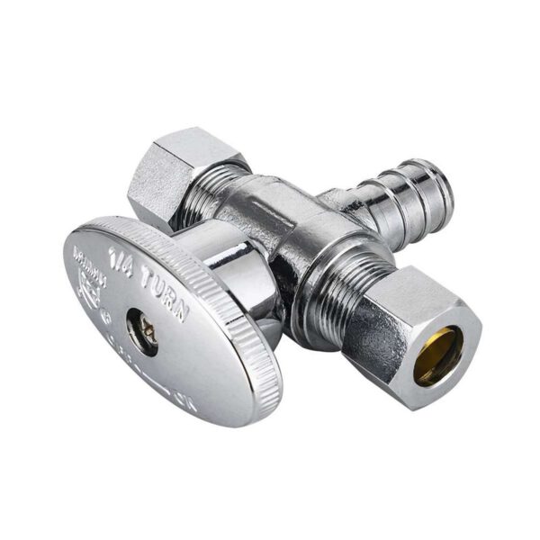 1/4-Turn PEX Crimp Dual Outlet Tee Straight Stop - Image 3