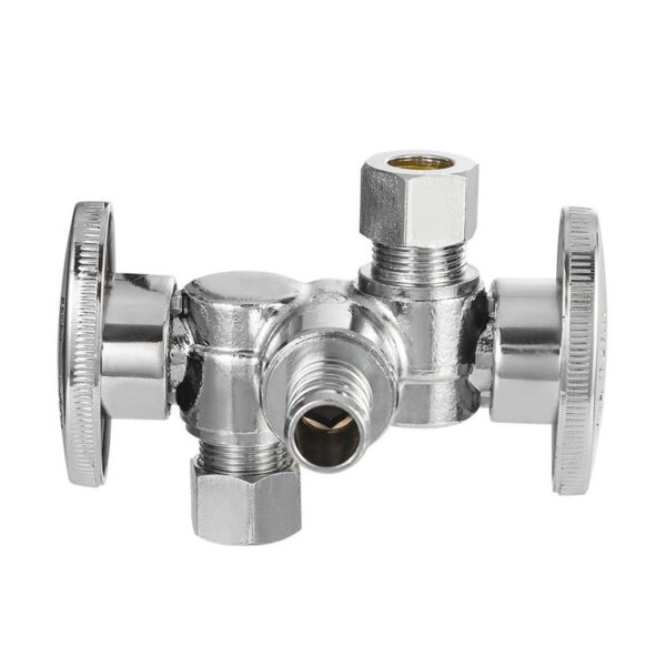 1/4-Turn PEX Crimp 3 Way Dual Outlet Stop - Image 2