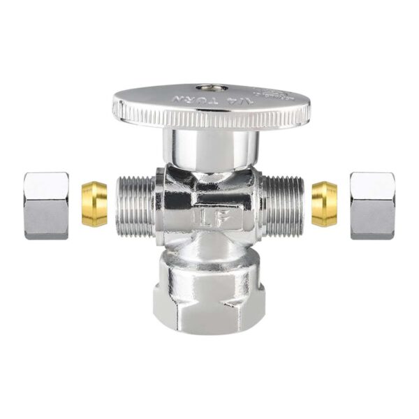1/4-Turn Dual Outlet Tee Straight Stop - Image 4
